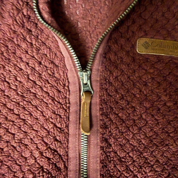 Columbia Maroon Burgundy Wine Fireside II Sherpa Fleece Jacket full zip - size L - Picture 3 of 7